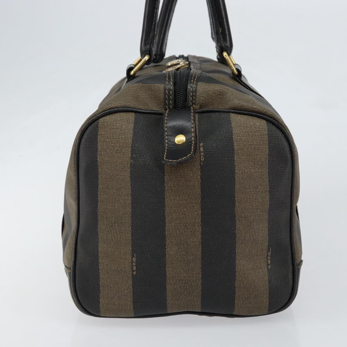 Fendi Vintage Pequin Boston Coated Canvas Brown Canvas Handbag (Pre-Owned)
