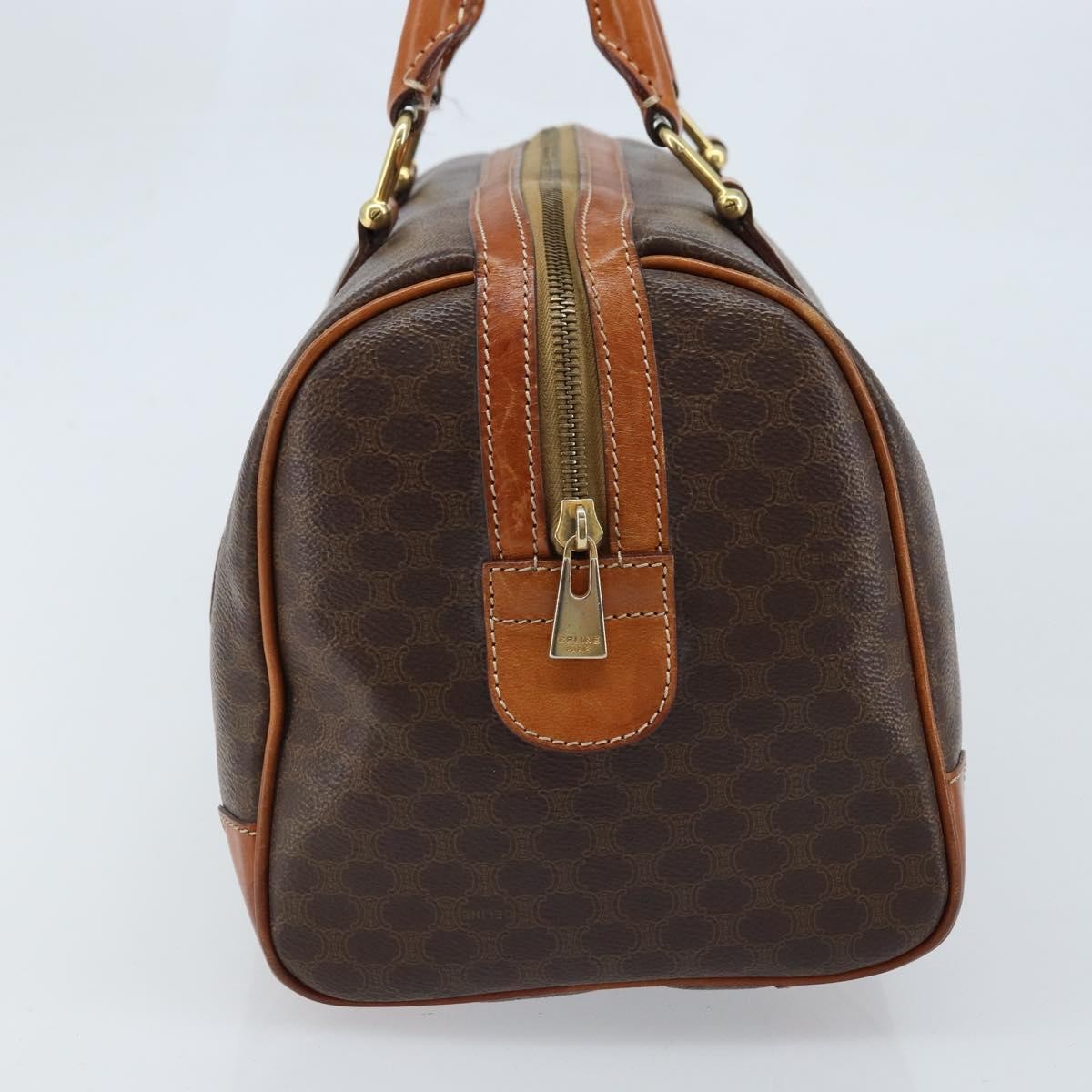 Celine Vintage Duffle Canvas And Leather Brown Canvas Travel Bag Bag (Pre-Owned)