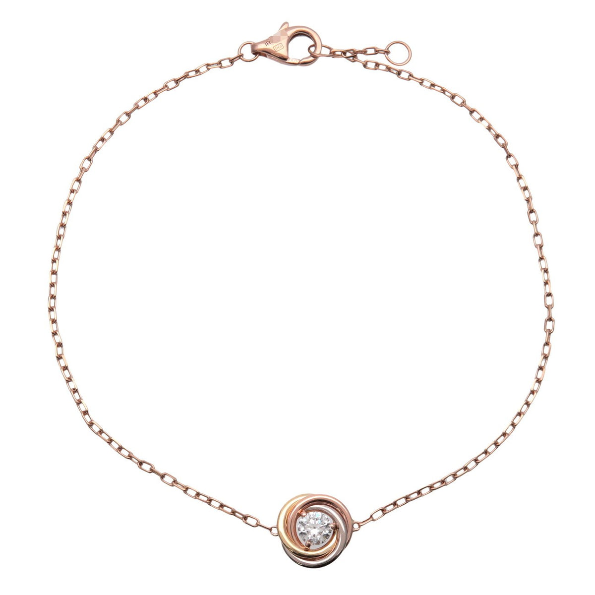 Cartier Trinity Chain 18K Tricolor Gold And Diamond Gold Yellow_Gold Bracelet Jewelry (Pre-Owned)