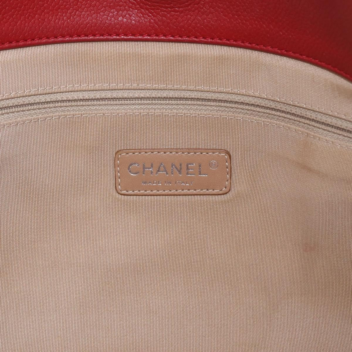 Chanel Timeless Cc Expandable Quilted Caviar Red Leather Tote Bag Bag (Pre-Owned)