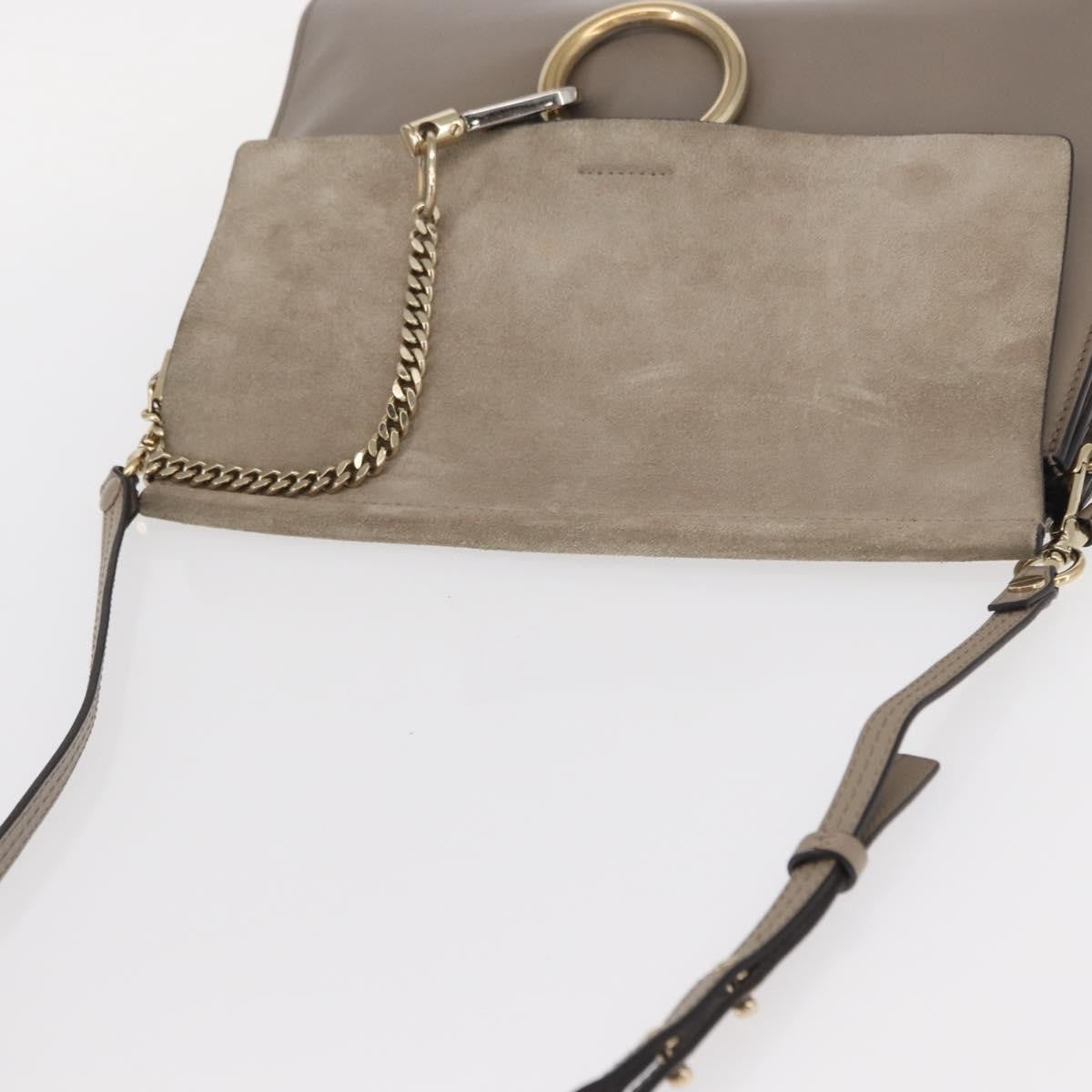 Chloe Faye Leather And Suede Beige Suede Shoulder Bag Bag (Pre-Owned)