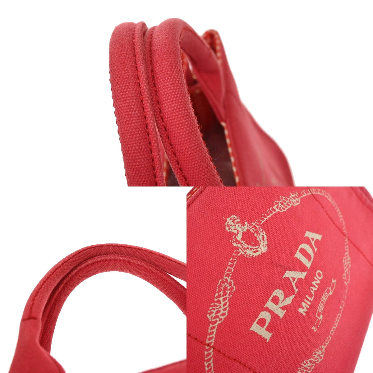 Prada Canapa Canvas Red Canvas Tote Bag Bag (Pre-Owned)