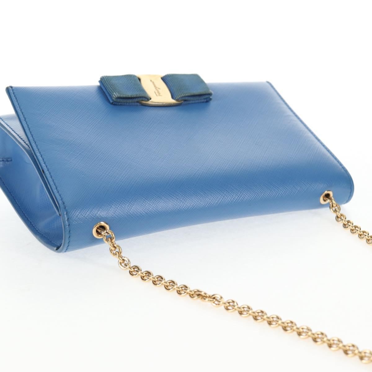 Salvatore Ferragamo Ginny Leather Blue Leather Shoulder Bag Bag (Pre-Owned)