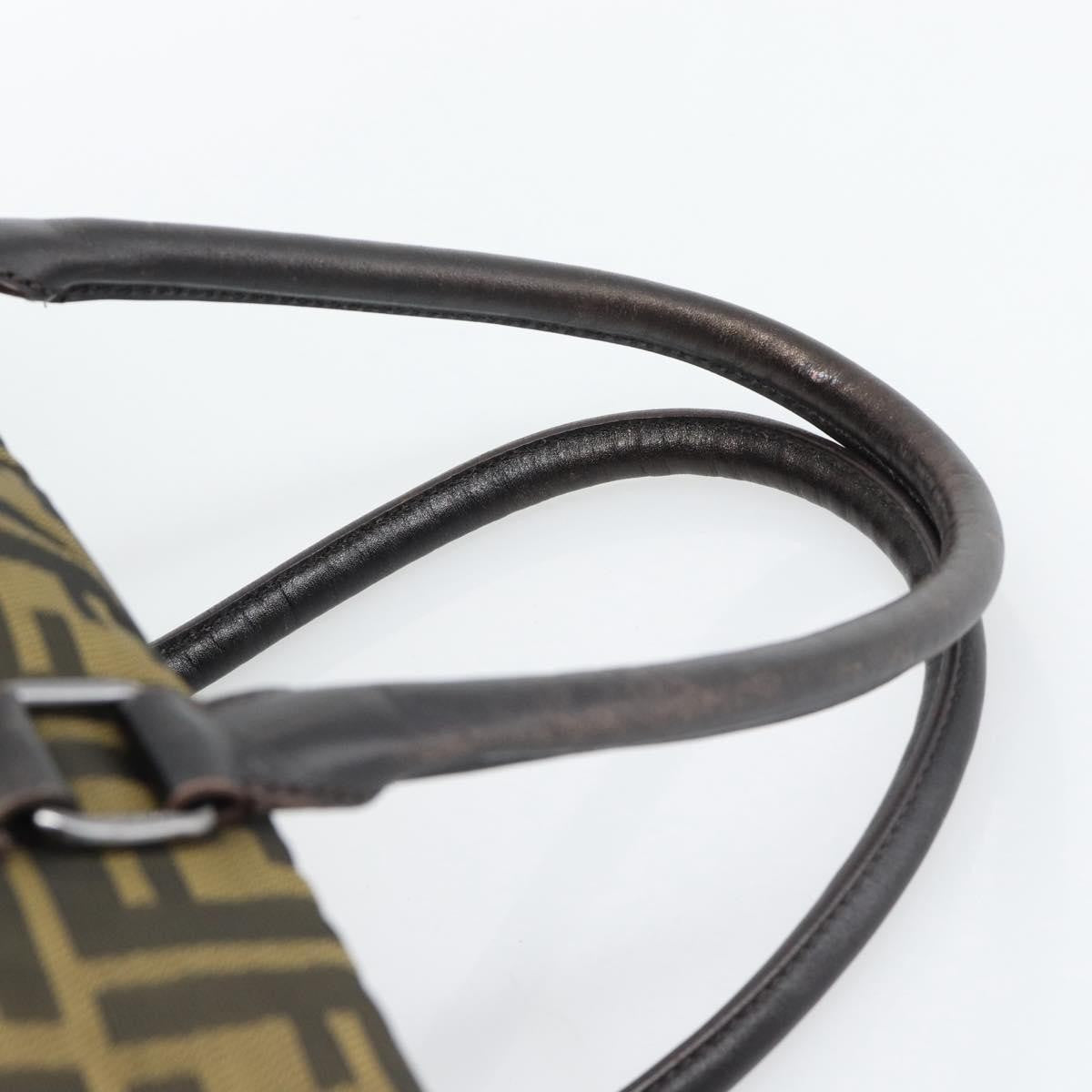 Fendi Vintage Zip Tote Zucca Canvas Khaki Canvas Tote Bag Bag (Pre-Owned)