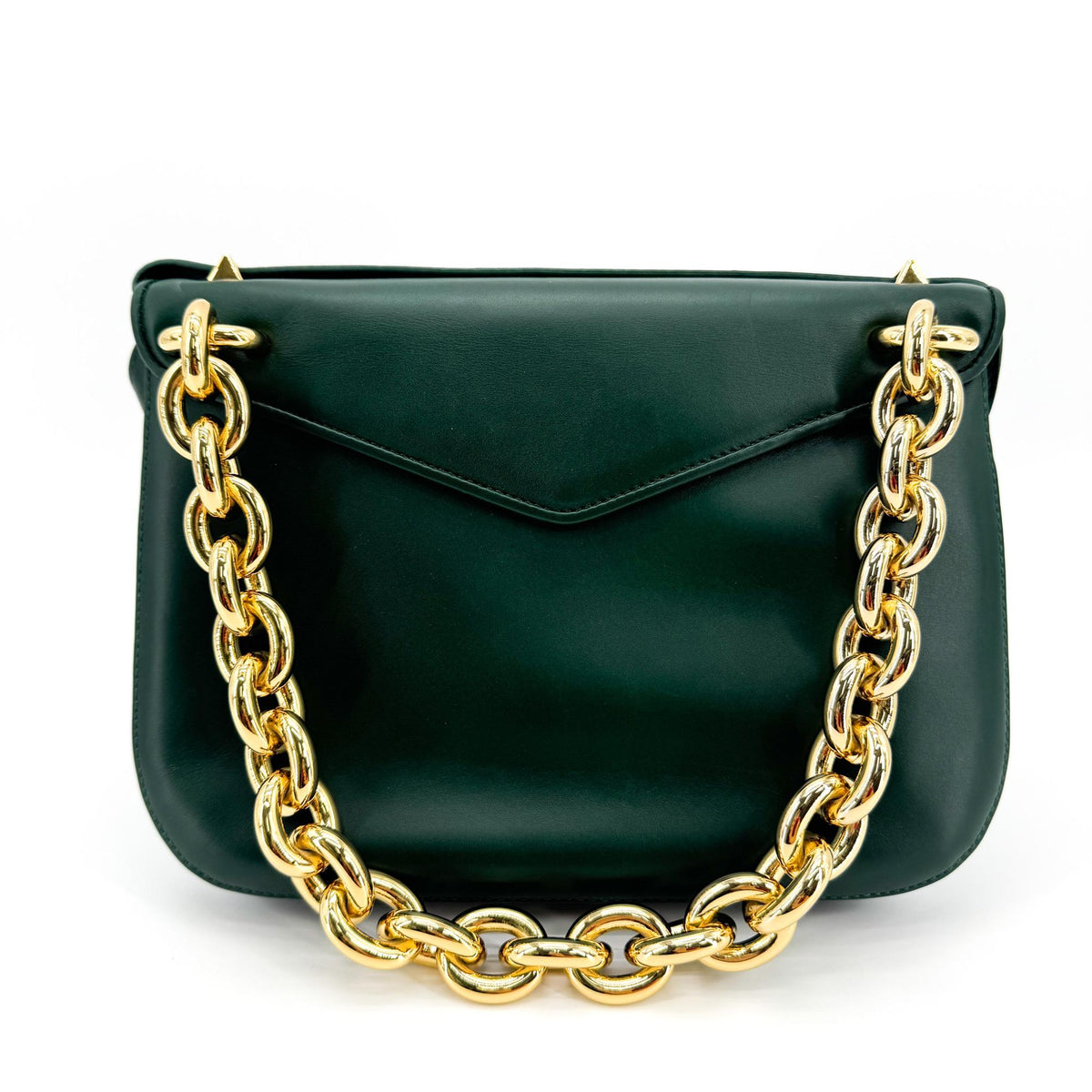 Bottega Veneta Mount Leather Green Leather Shoulder Bag Bag (Pre-Owned)