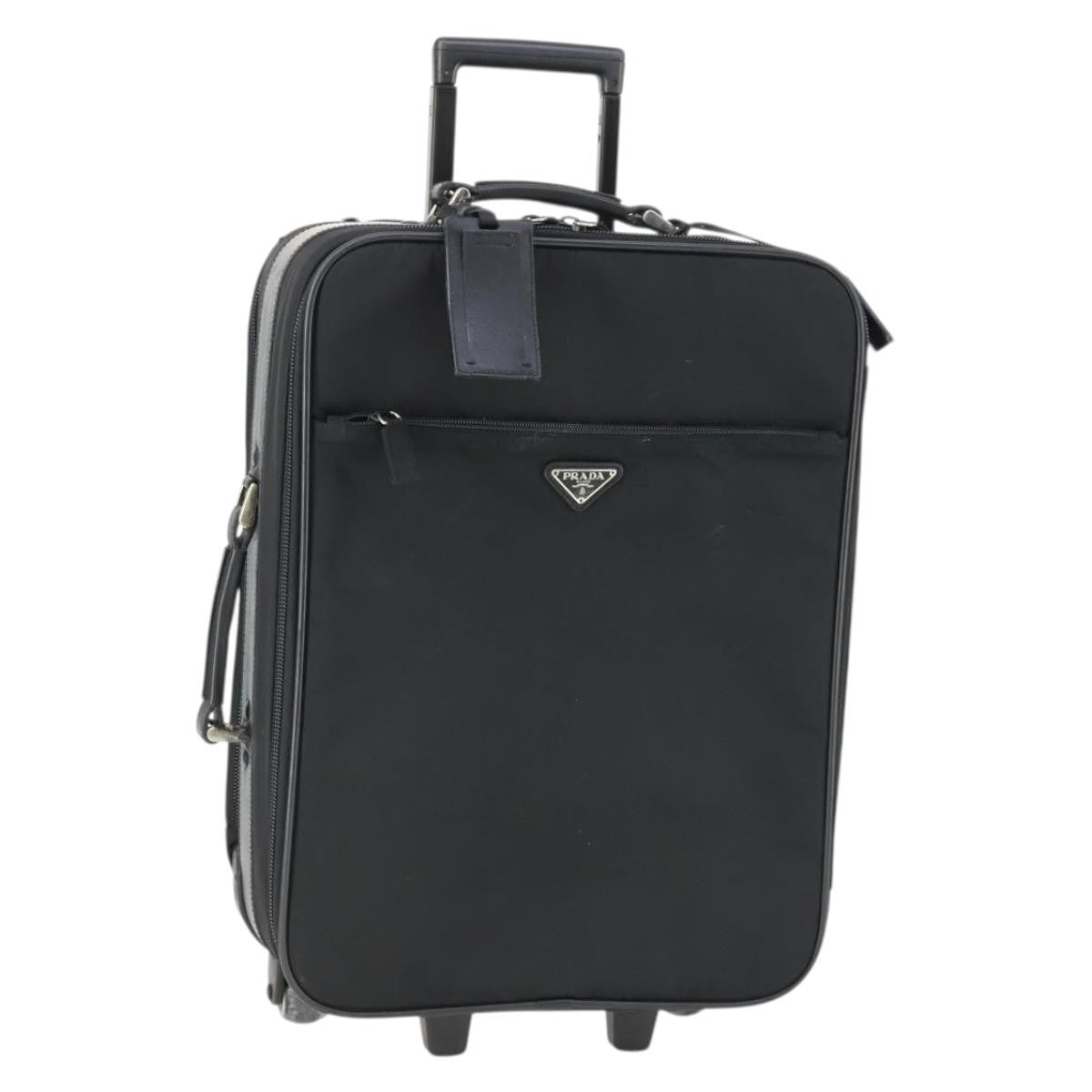 Prada Trolley Rolling Luggage Tessuto And Saffiano Leather Black Nylon Travel Bag Bag (Pre-Owned)
