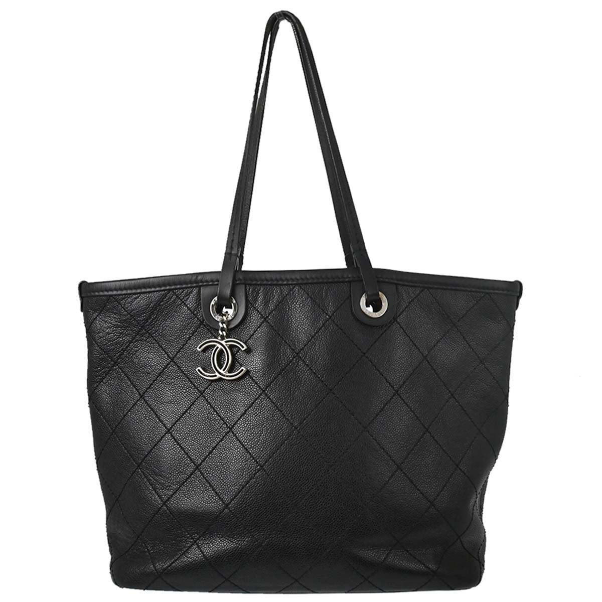 Chanel Fever Tote Quilted Caviar Black Calfskin Tote Bag Bag (Pre-Owned)
