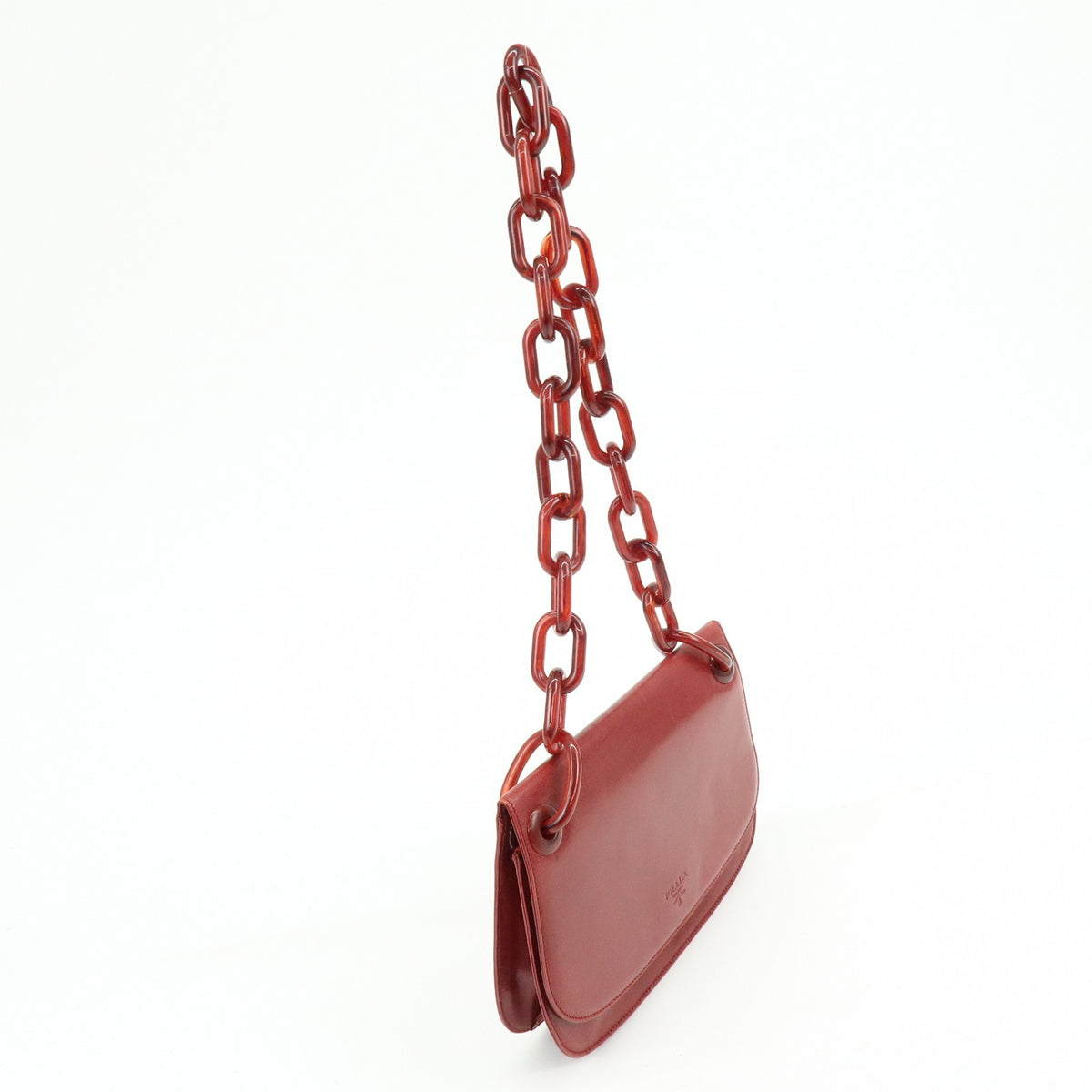 Prada Shoulder Leather Red Leather Shoulder Bag Bag (Pre-Owned)