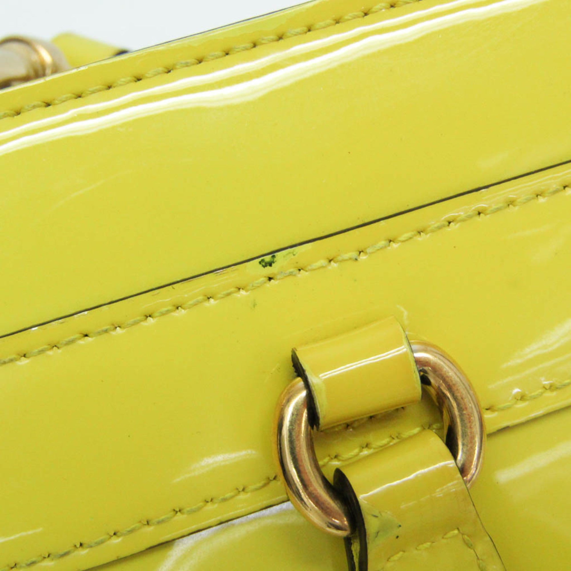 Gucci Bright Bit Convertible Tote Patent Leather Yellow Patent_Leather Handbag (Pre-Owned)