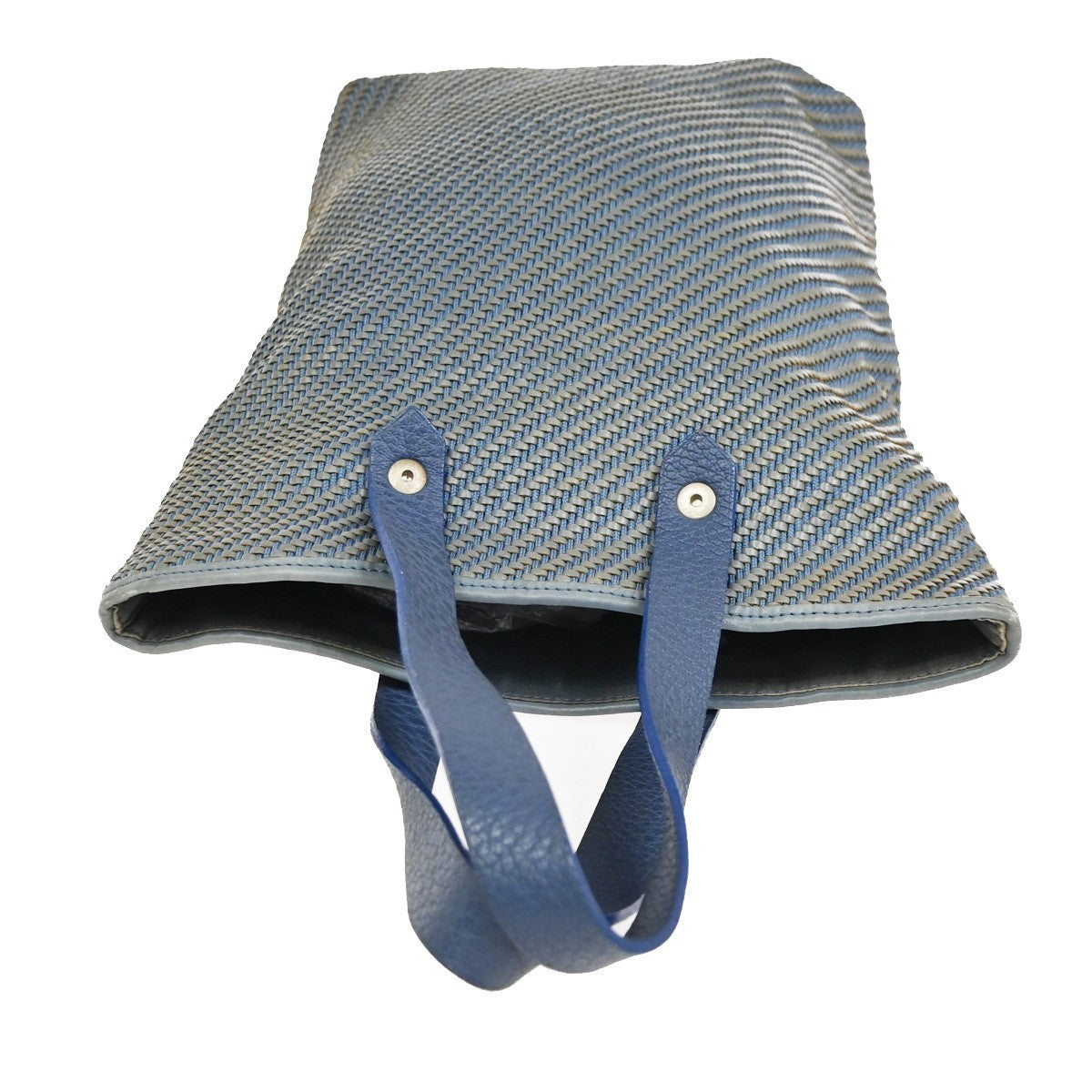 Hermes Ahmedabad Woven Leather And Canvas Blue Polyester Tote Bag Bag (Pre-Owned)