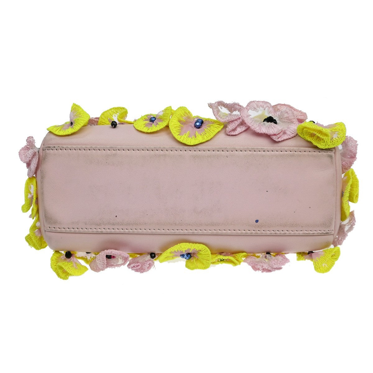 Christian Dior Lady Dior Flower Charm Embellished Leather Pink Leather Handbag (Pre-Owned)