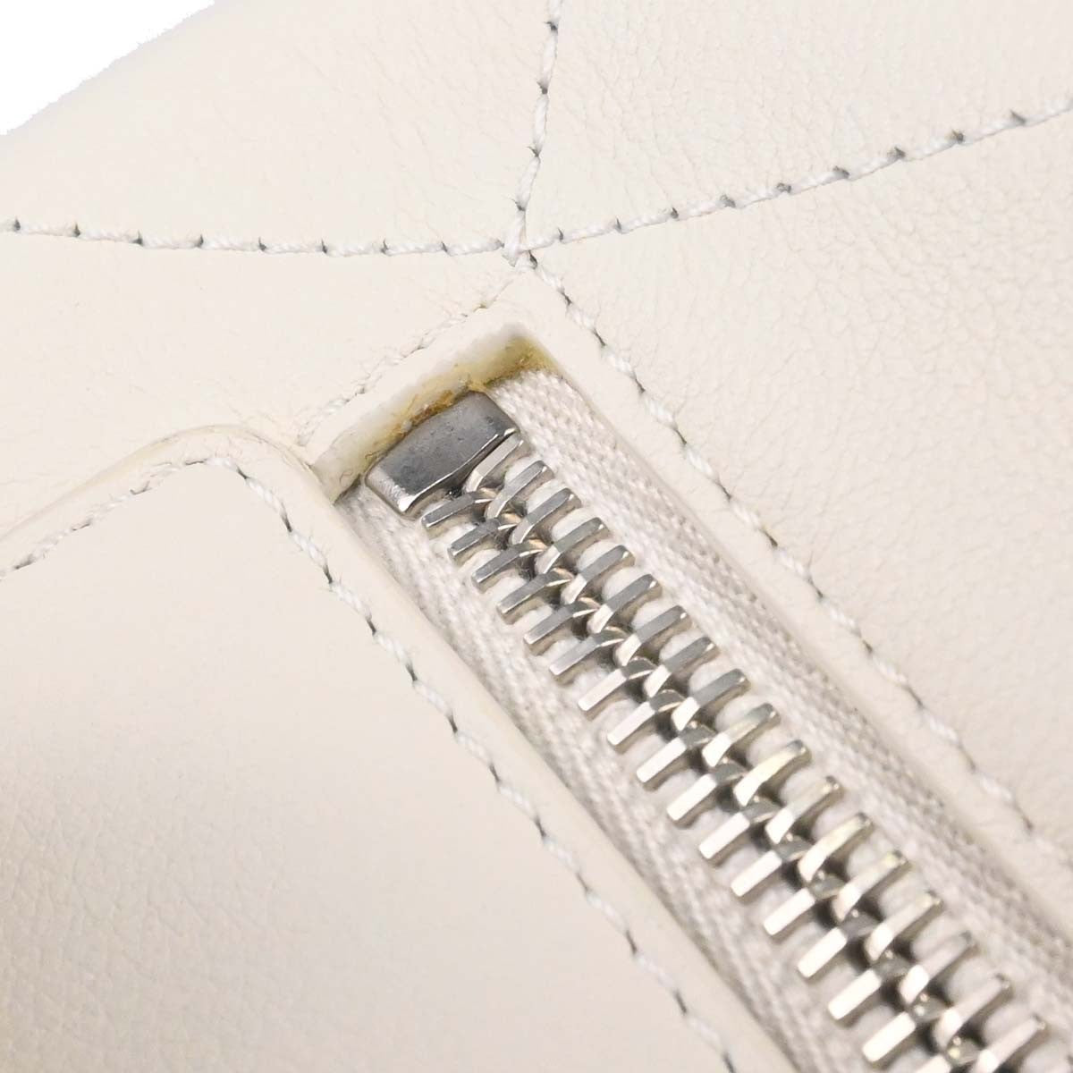Chanel Cc Top Handle Bucket Stitched Calfskin White Leather Handbag (Pre-Owned)