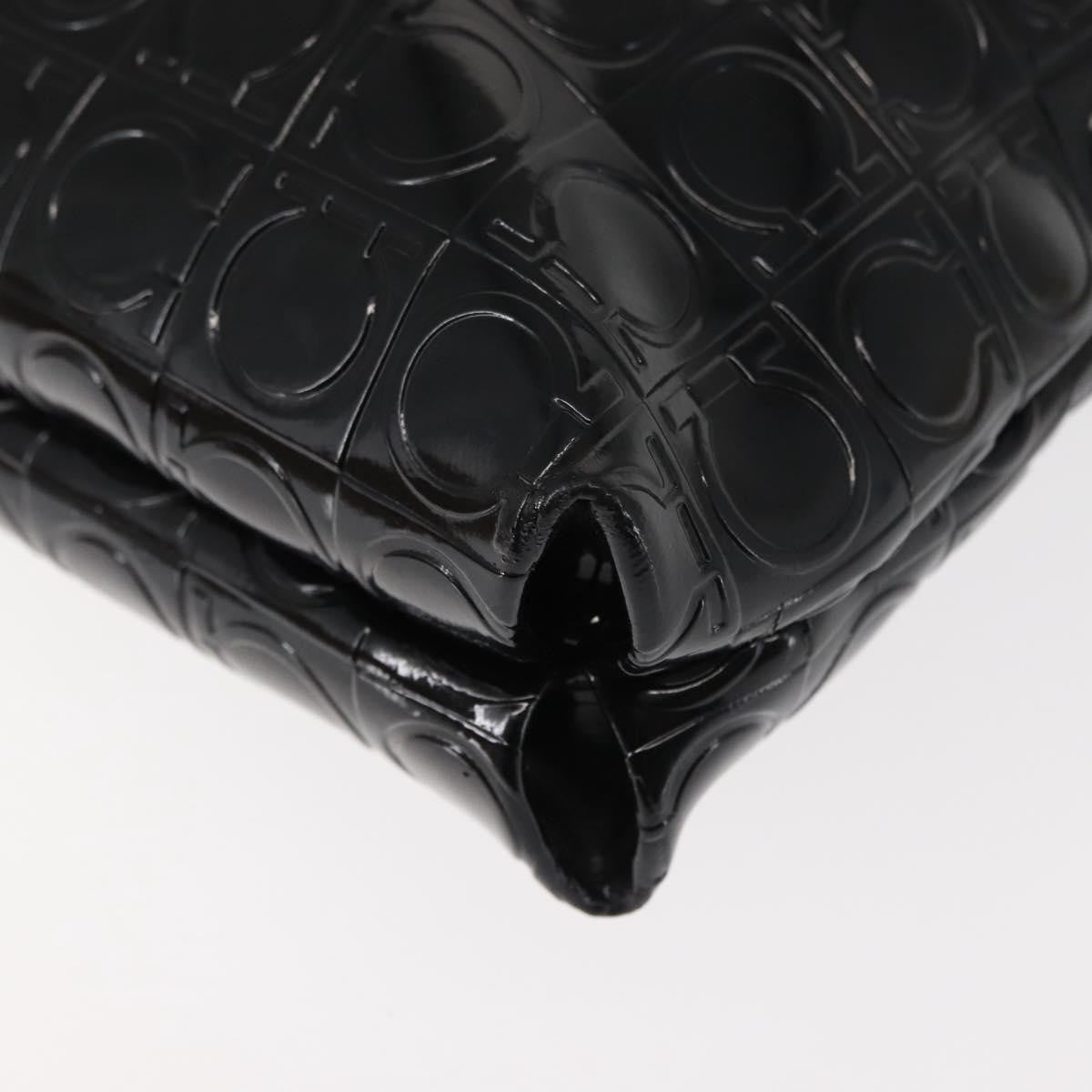 Salvatore Ferragamo Gancini Patent Leather Black Patent_Leather Shoulder Bag Bag (Pre-Owned)