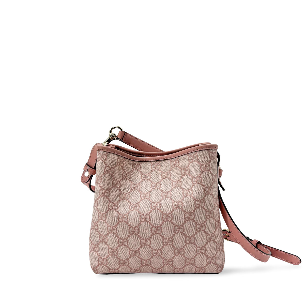 Gucci Gg Emblem Bucket Bag Gg Coated Canvas Pink Canvas Shoulder Bag Bag (Pre-Owned)