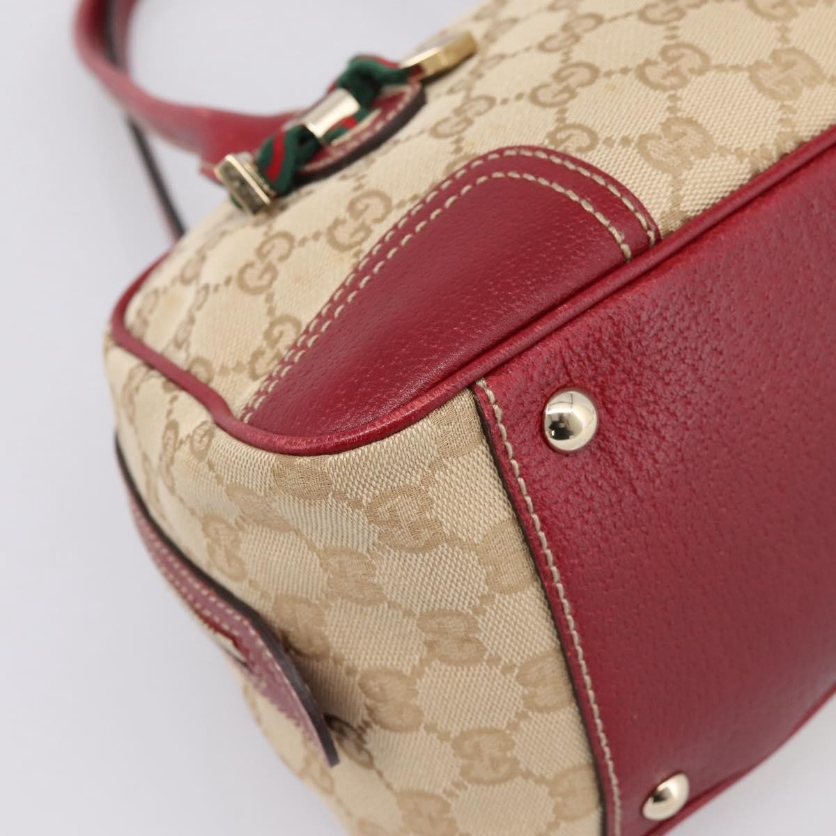Gucci Princy Boston Gg Canvas Beige Canvas Handbag (Pre-Owned)