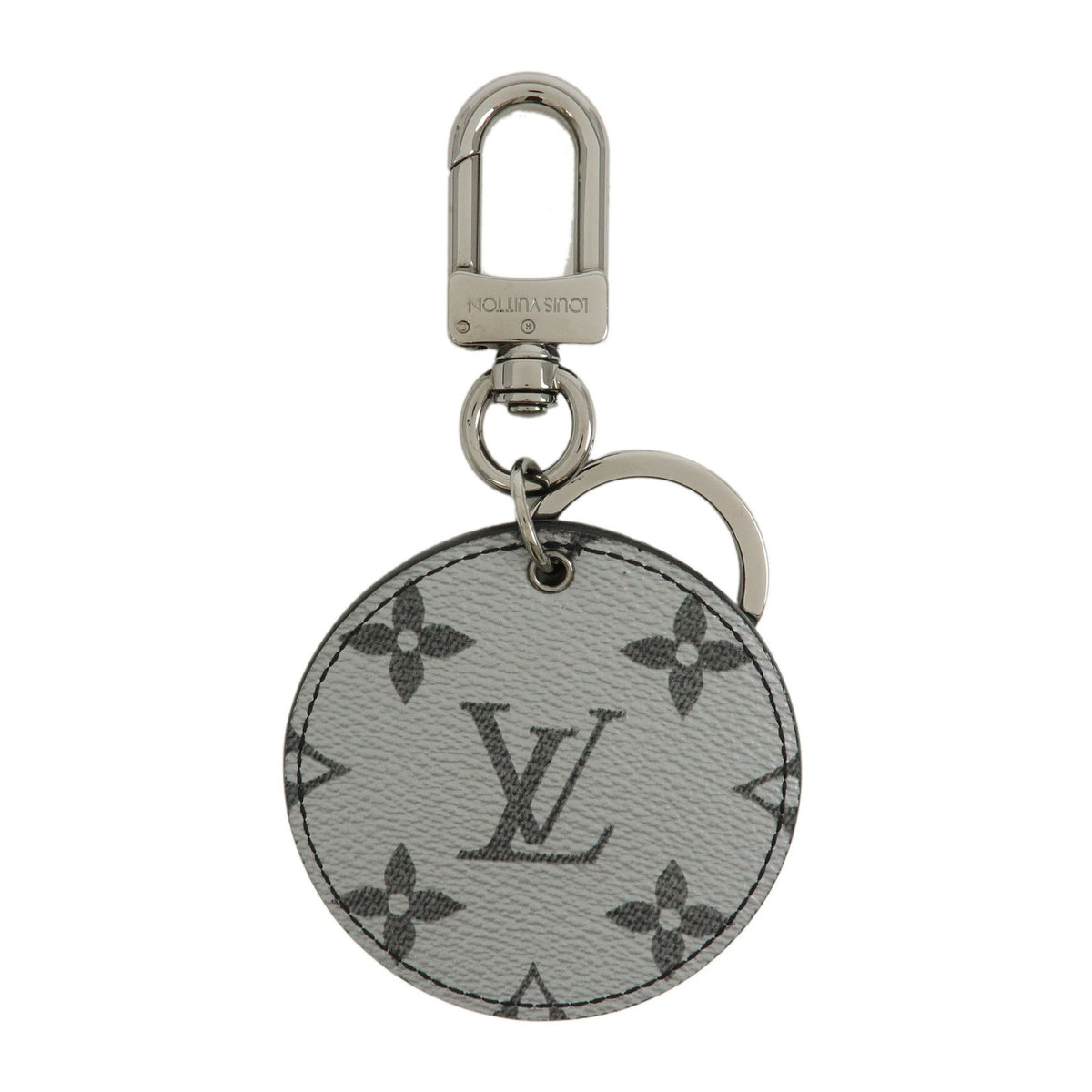 Louis Vuitton Round Bag Charm And Key Holder Reverse Monogram Eclipse None Silver Canvas Charms And Keychains Accessory (Pre-Owned)