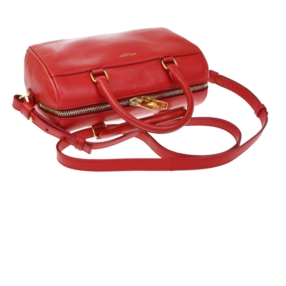 Saint Laurent Classic Baby Duffle Leather Red Leather Handbag (Pre-Owned)