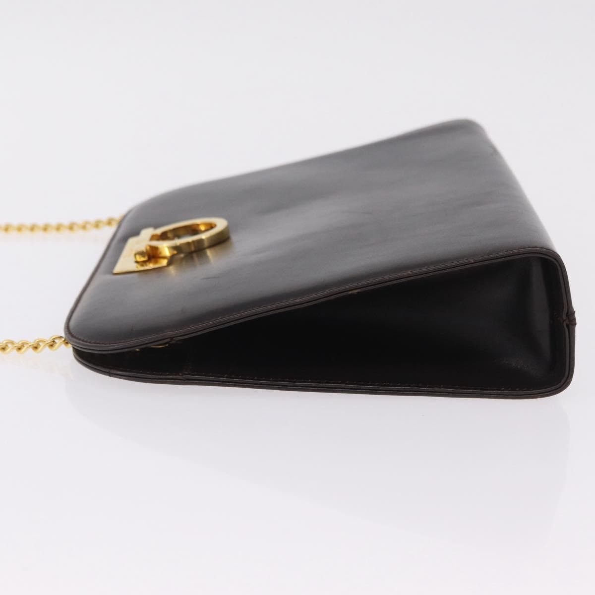 Salvatore Ferragamo Vintage Gancini Chain Leather Brown Leather Shoulder Bag Bag (Pre-Owned)