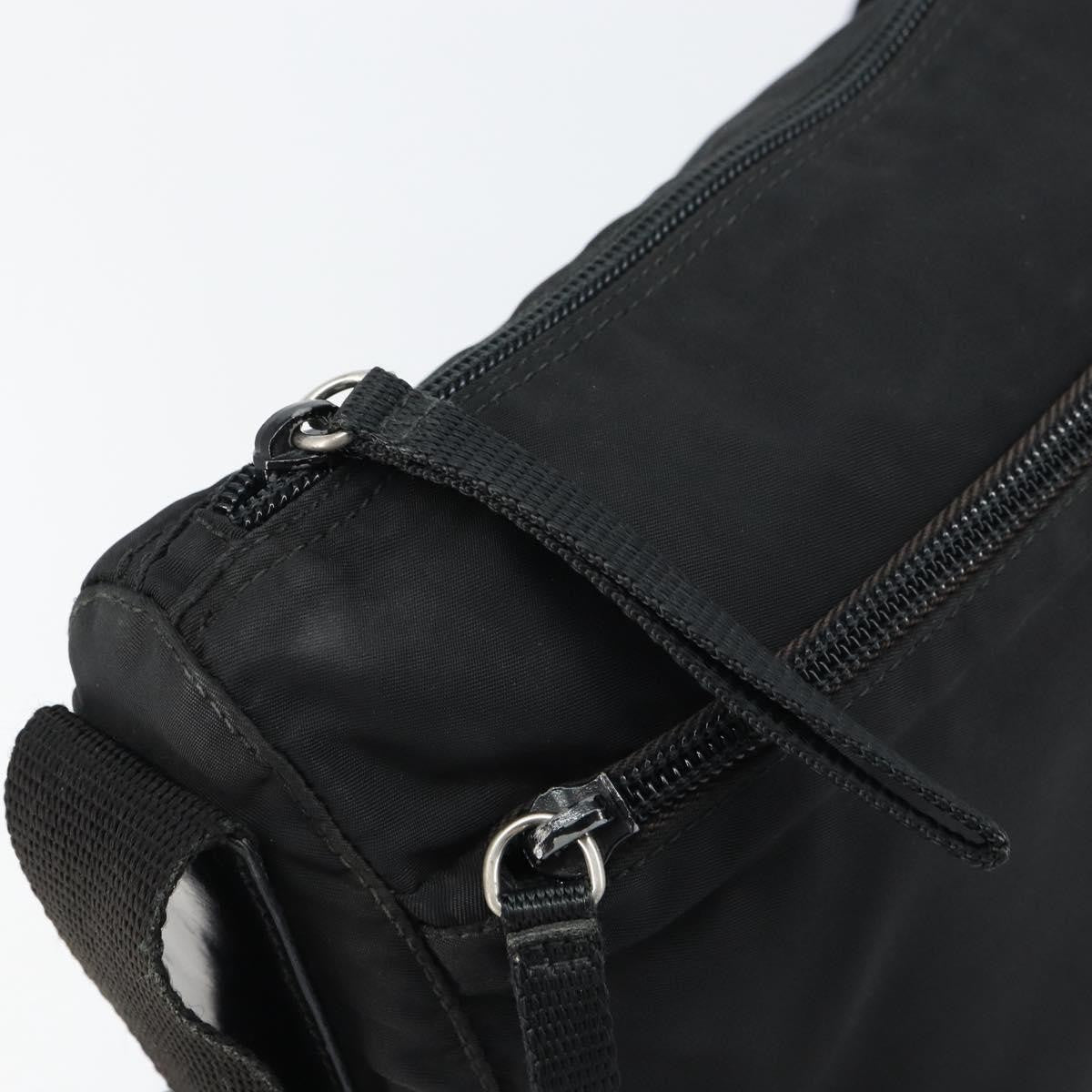 Prada Front Zip Messenger Quilted Tessuto Black Nylon Shoulder Bag Bag (Pre-Owned)