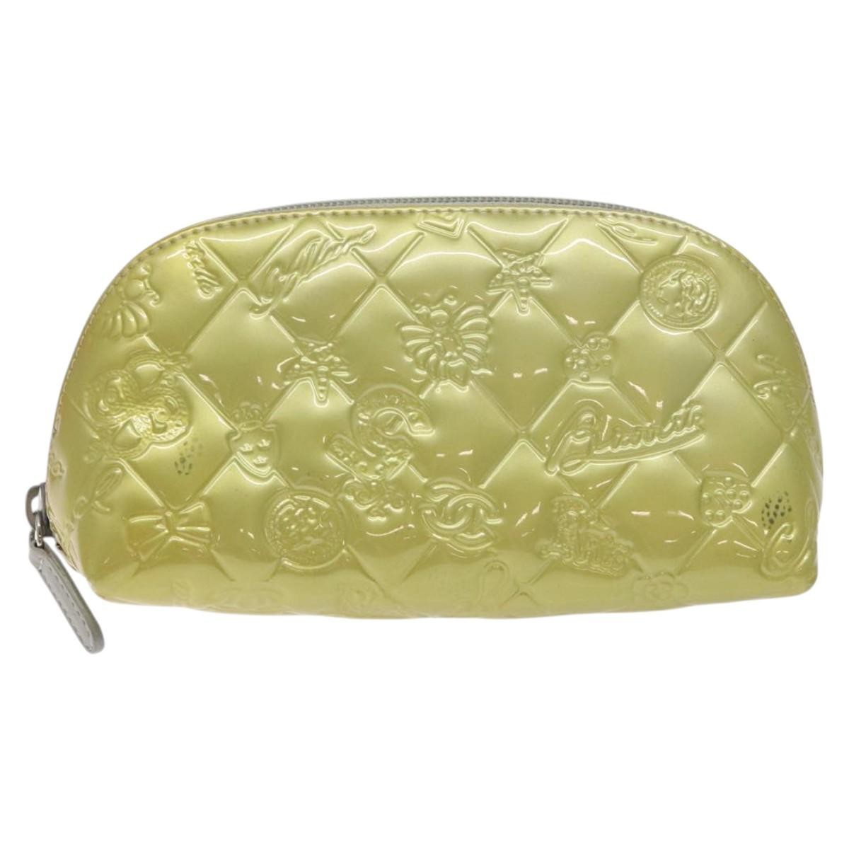 Chanel Vintage Toiletry Patent Leather Silver Other Clutche & Pouche Bag (Pre-Owned)
