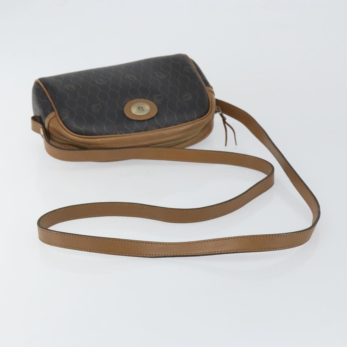 Christian Dior Vintage Honeycomb Zip Coated Canvas Black Canvas Shoulder Bag Bag (Pre-Owned)