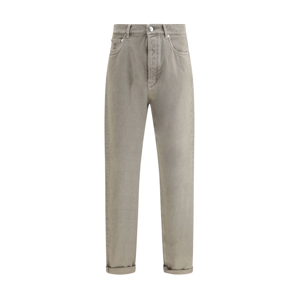 Brunello Cucinelli Bicolor Cotton Straight-Leg Men's Jeans