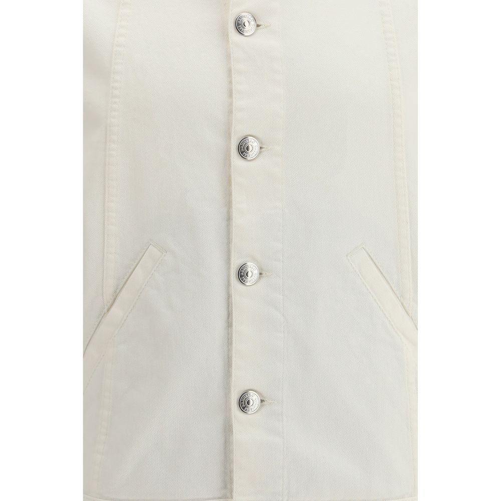 Brunello Cucinelli White Cotton Denim Men's Jacket
