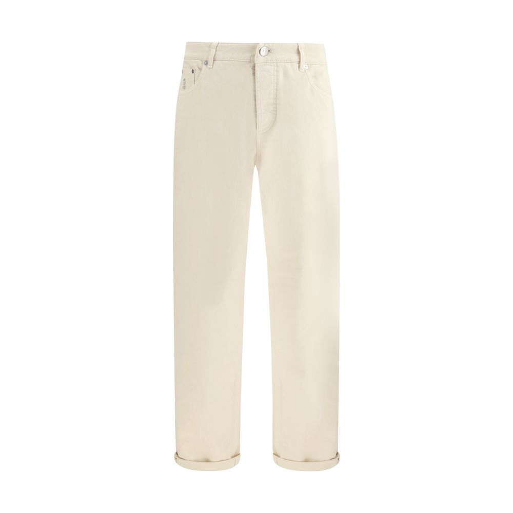 Brunello Cucinelli White Cotton Jeans Men's Denim
