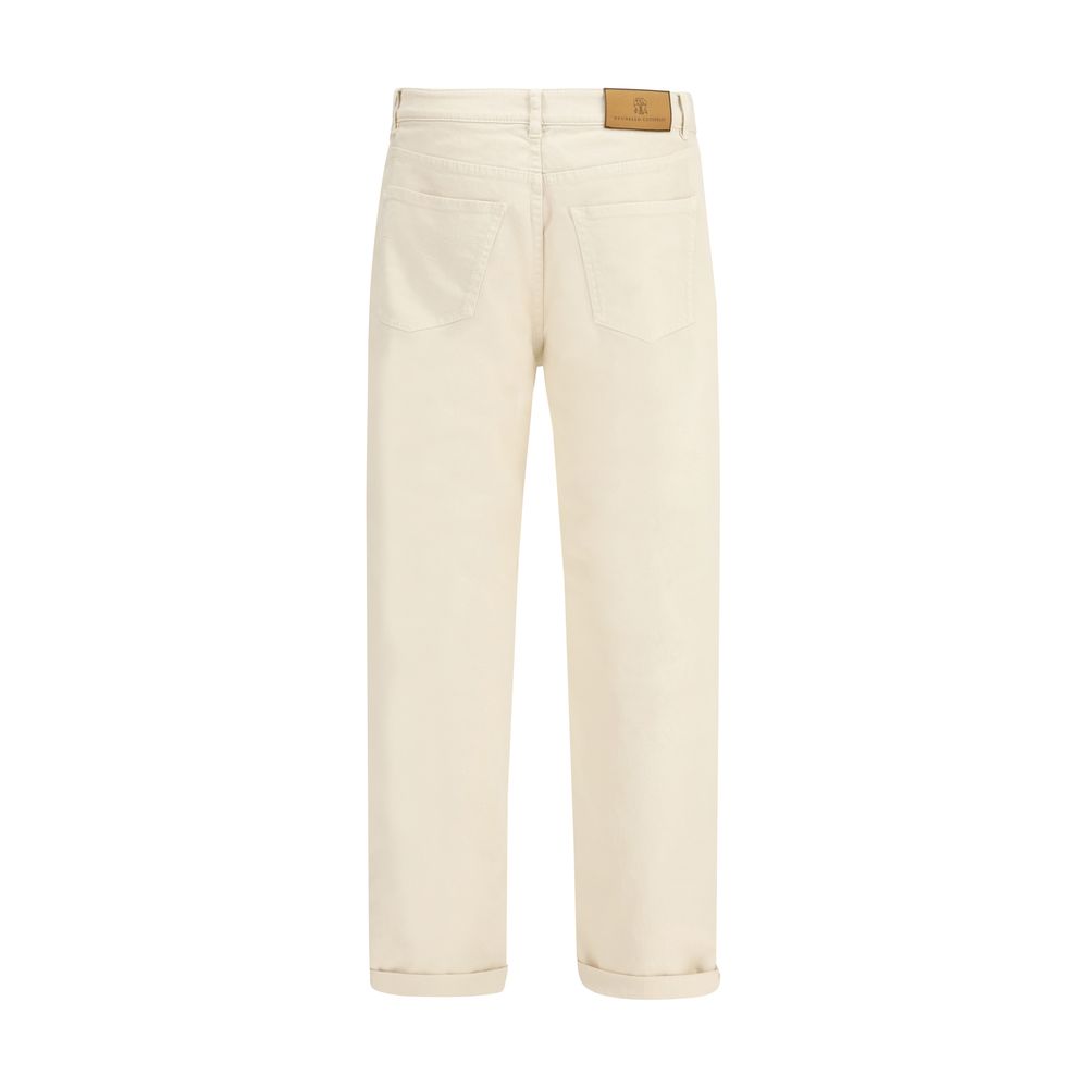 Brunello Cucinelli White Cotton Jeans Men's Denim
