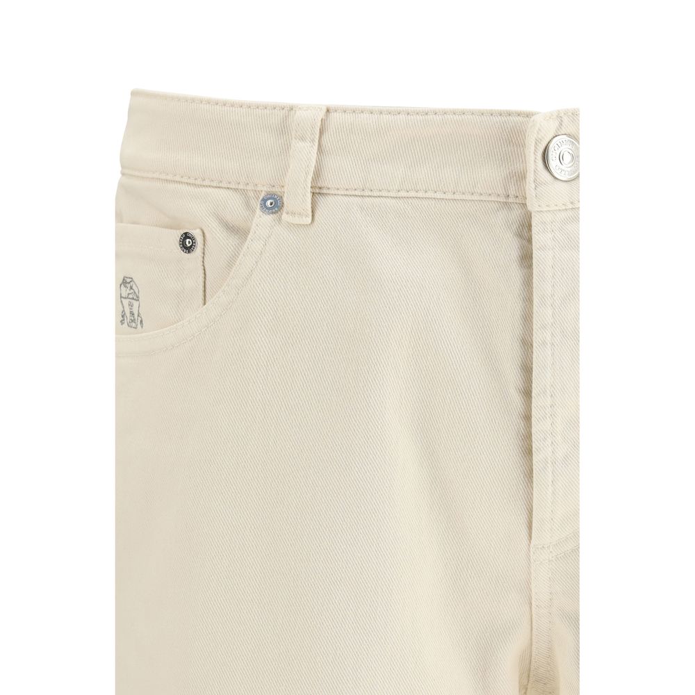 Brunello Cucinelli White Cotton Jeans Men's Denim