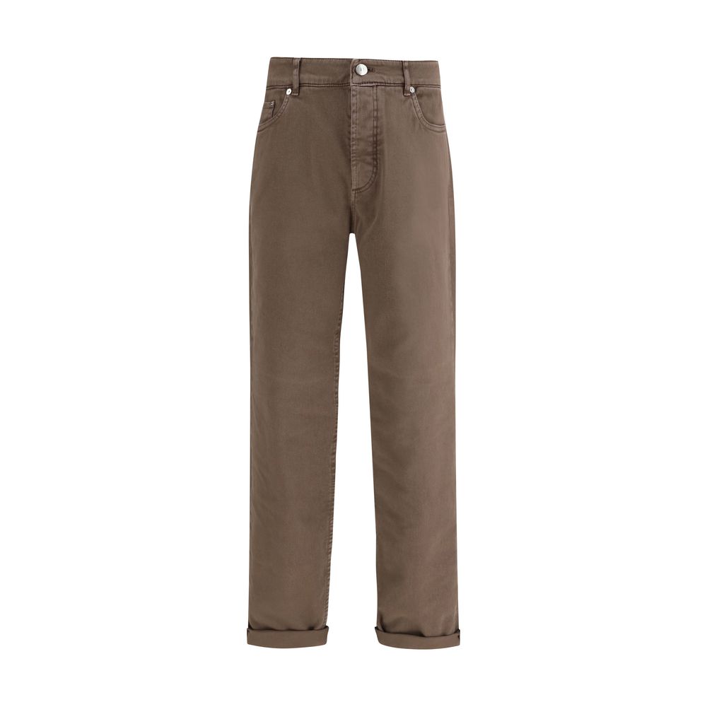 Brunello Cucinelli Brown Cotton Relaxed Fit Men's Jeans