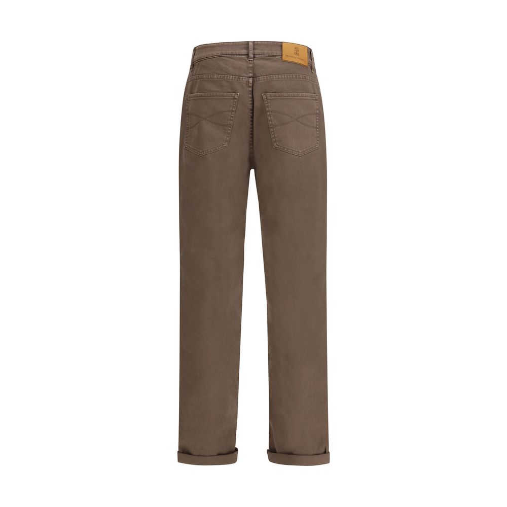 Brunello Cucinelli Brown Cotton Relaxed Fit Men's Jeans