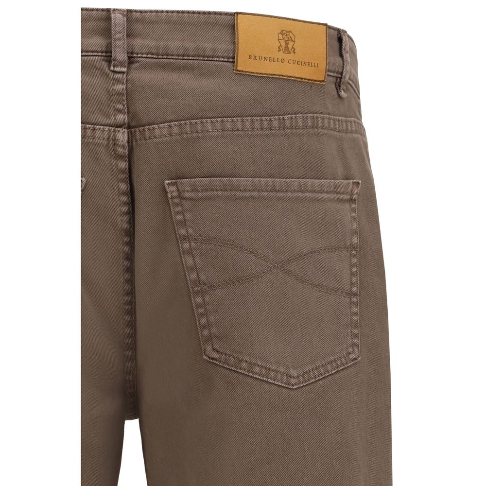 Brunello Cucinelli Brown Cotton Relaxed Fit Men's Jeans