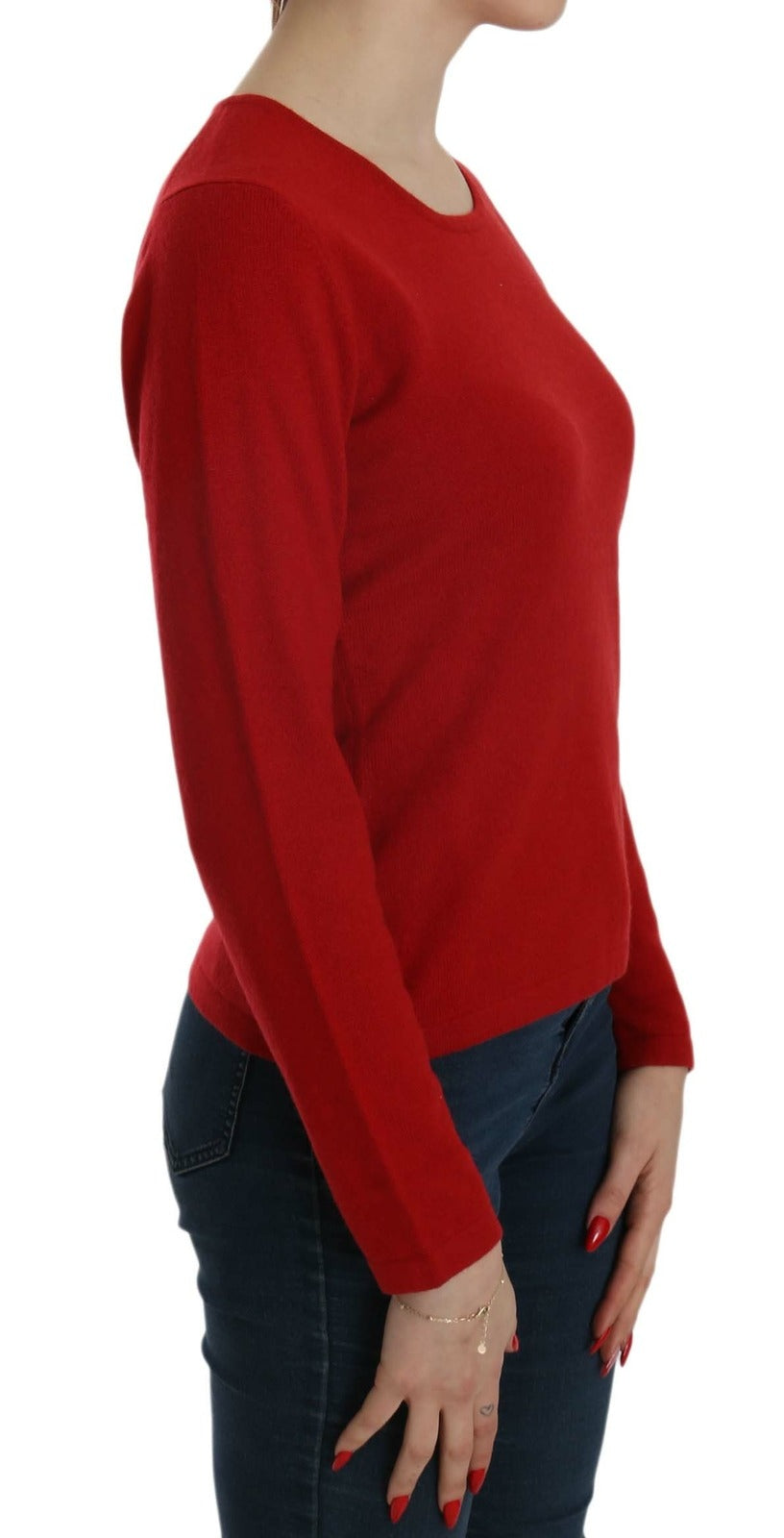 MILA SCHÖN Cashmere Red Round Neck Pullover Top Women's Sweater