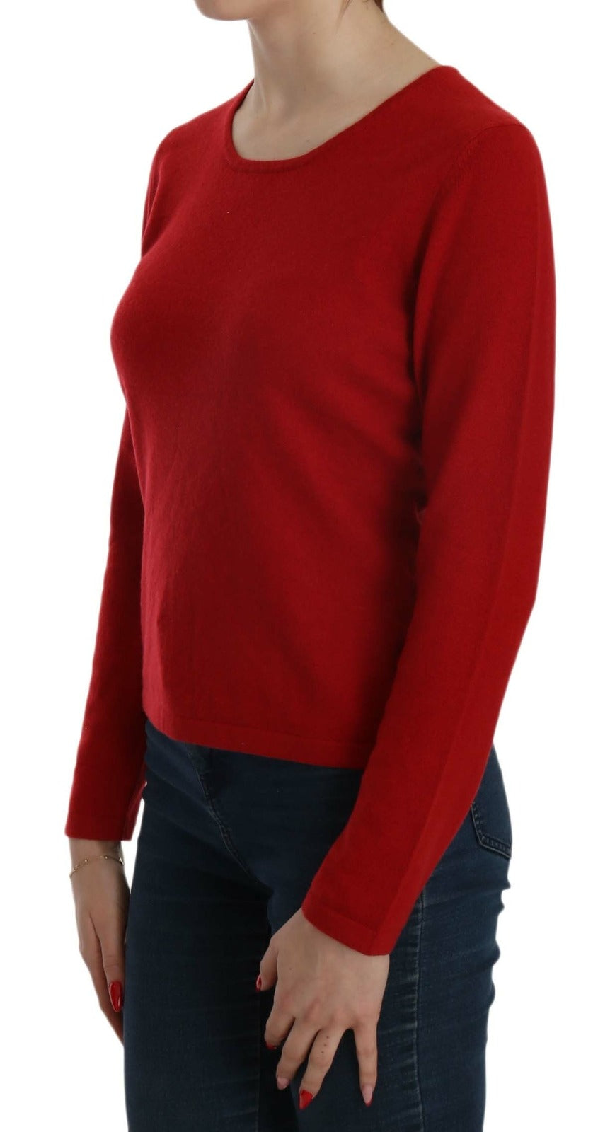 MILA SCHÖN Cashmere Red Round Neck Pullover Top Women's Sweater