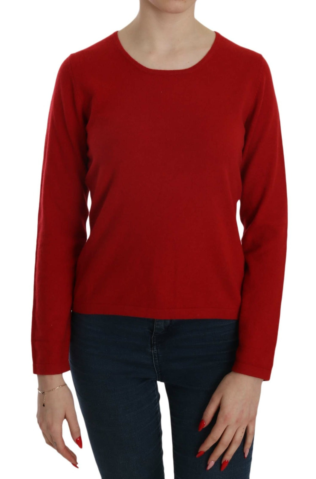 MILA SCHÖN Cashmere Red Round Neck Pullover Top Women's Sweater