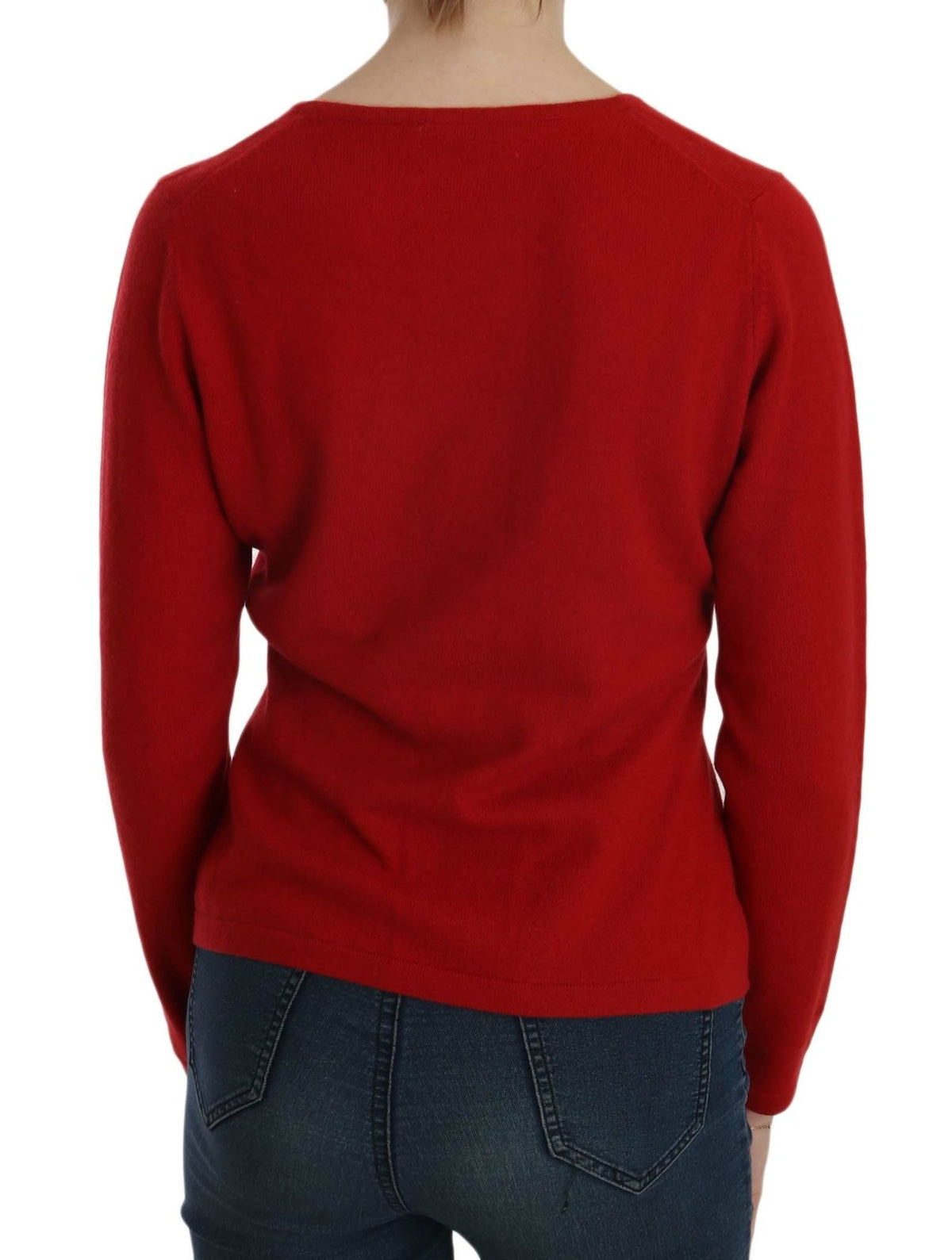 MILA SCHÖN Cashmere Red Round Neck Pullover Top Women's Sweater