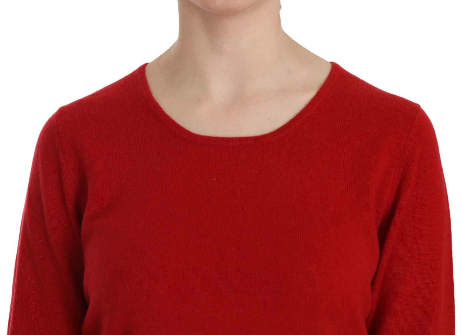 MILA SCHÖN Cashmere Red Round Neck Pullover Top Women's Sweater