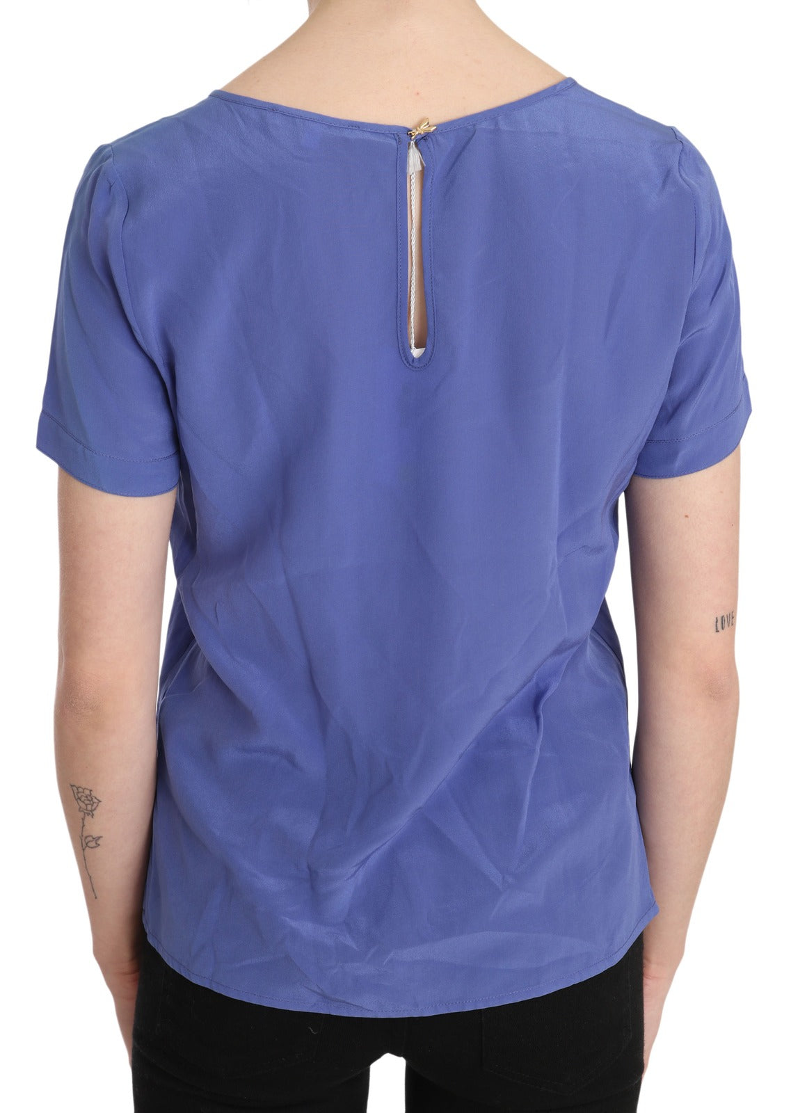 Patrizia Pepe Silk Purple Short Sleeve Casual Top Women's Blouse