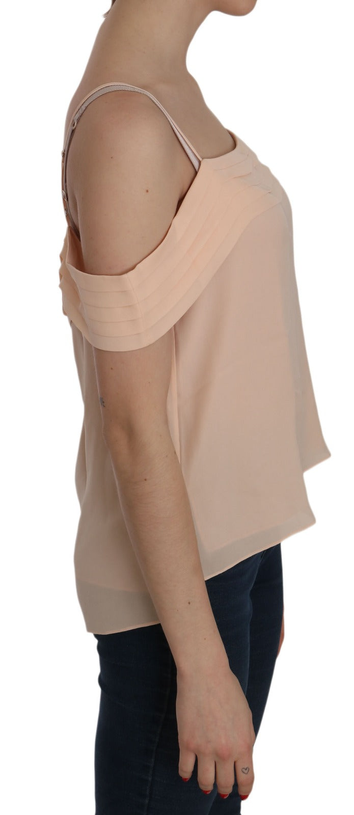 Alexander Wang Orange Off Shoulder Strap Square Neck Top Women's Blouse