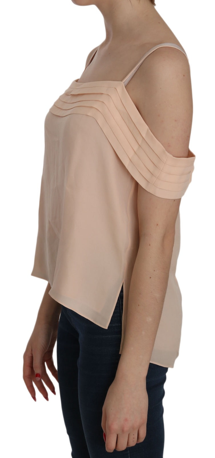 Alexander Wang Orange Off Shoulder Strap Square Neck Top Women's Blouse