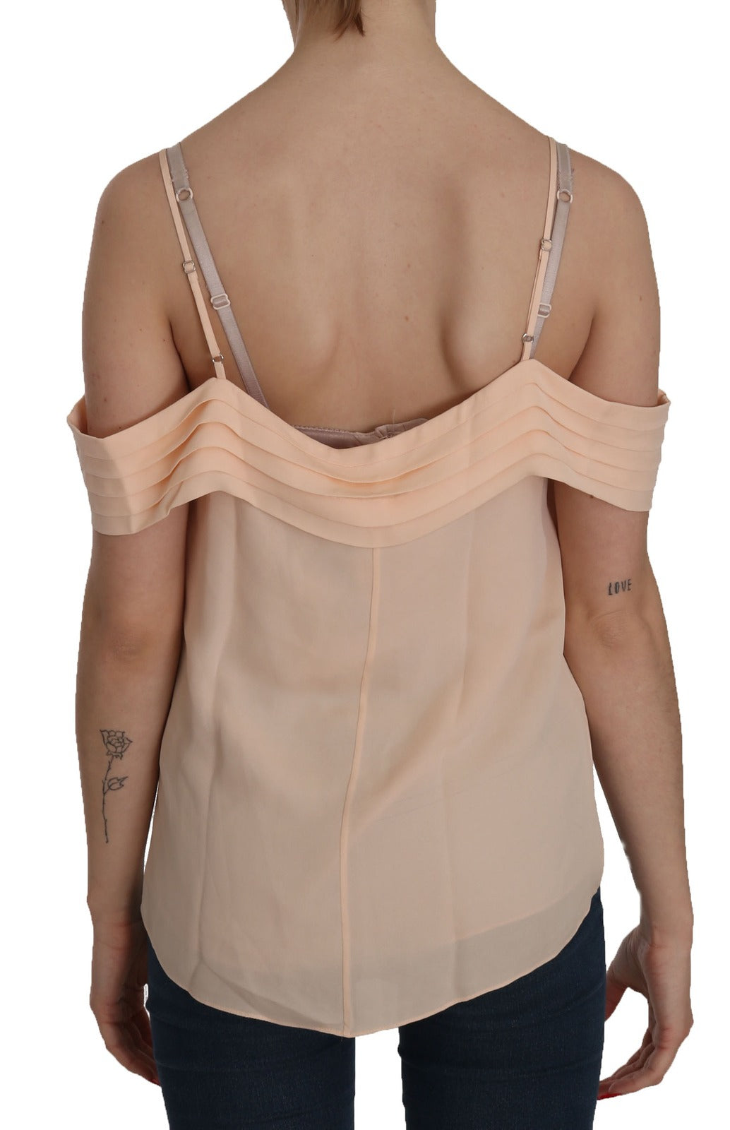 Alexander Wang Orange Off Shoulder Strap Square Neck Top Women's Blouse