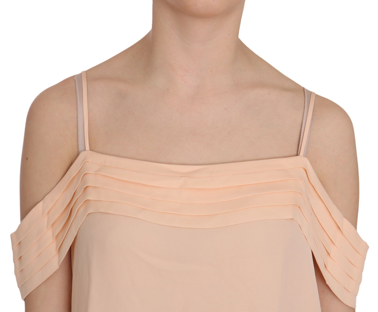 Alexander Wang Orange Off Shoulder Strap Square Neck Top Women's Blouse