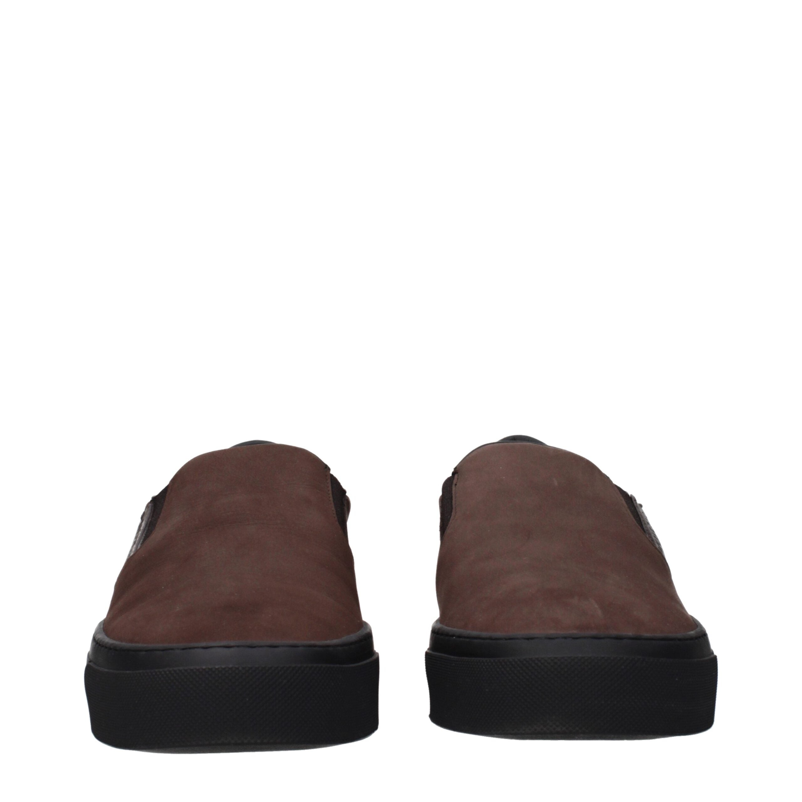 Moncler Brown Leather Slip-On Men's Loafers