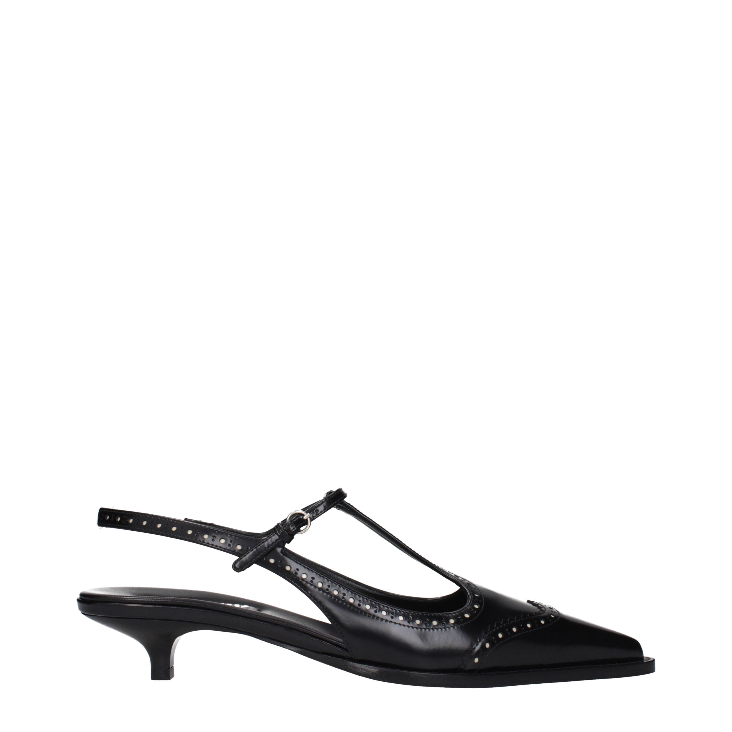 Miu Miu Black Leather Mid Heel Women's Pumps