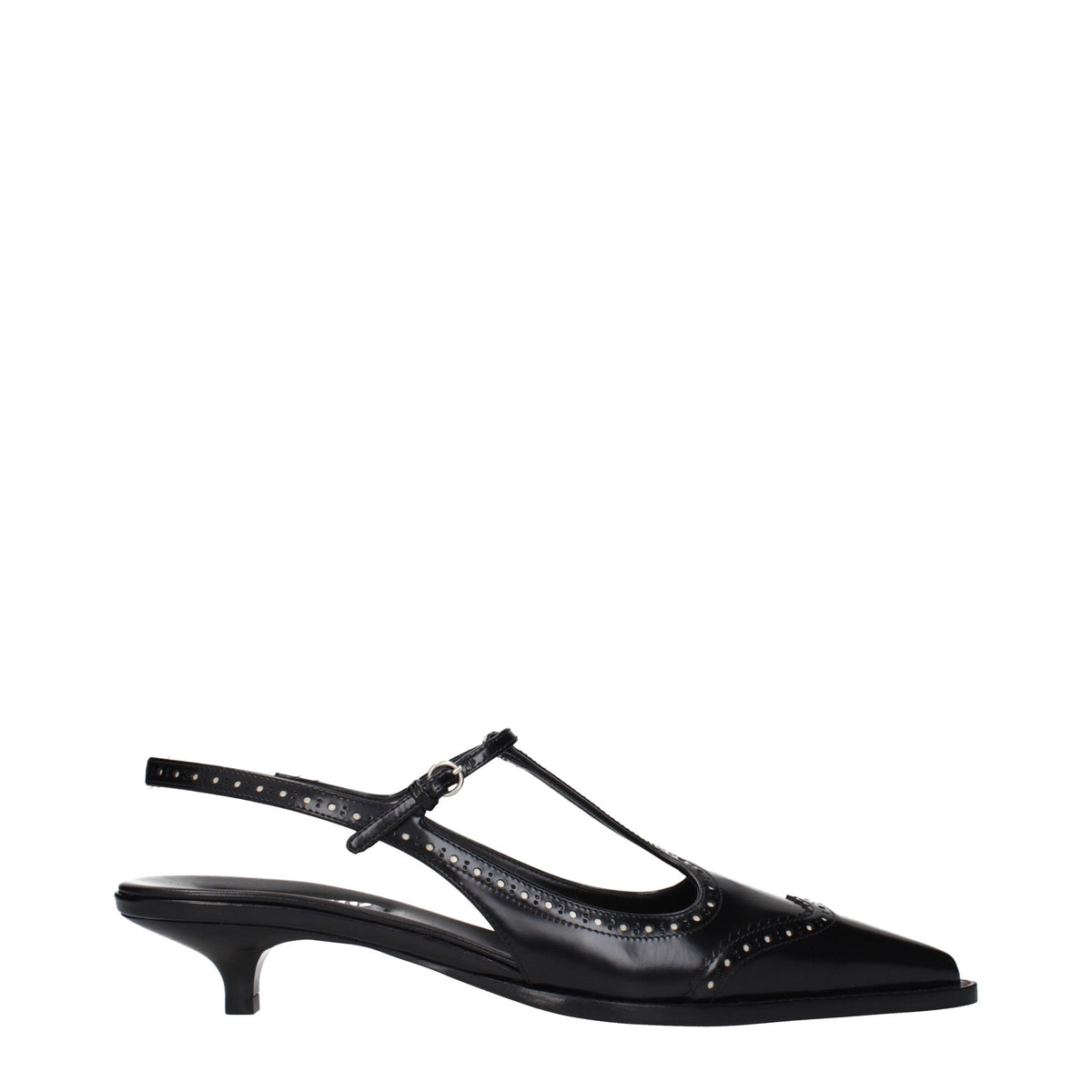 Miu Miu Black Leather Mid Heel Women's Pumps