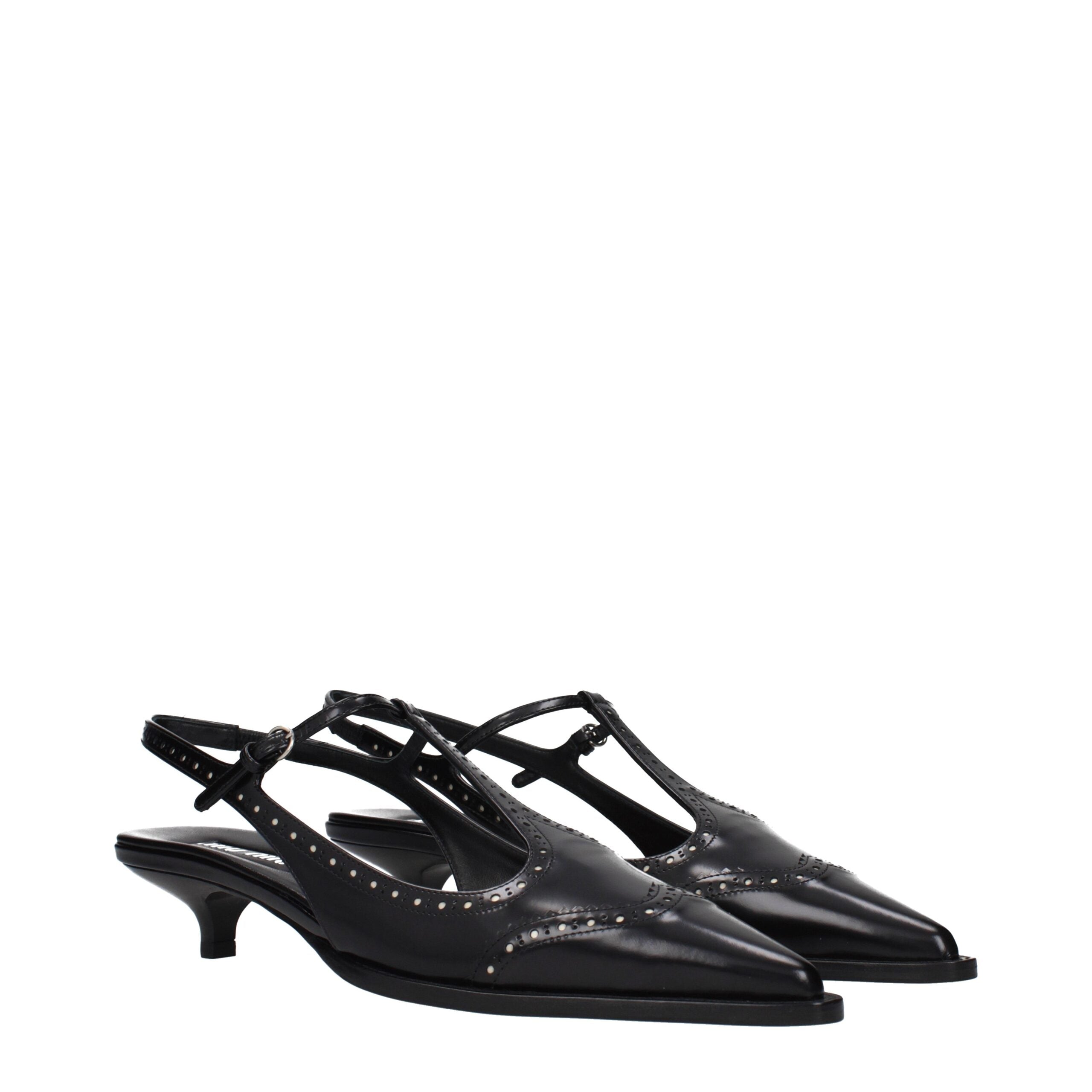 Miu Miu Black Leather Mid Heel Women's Pumps