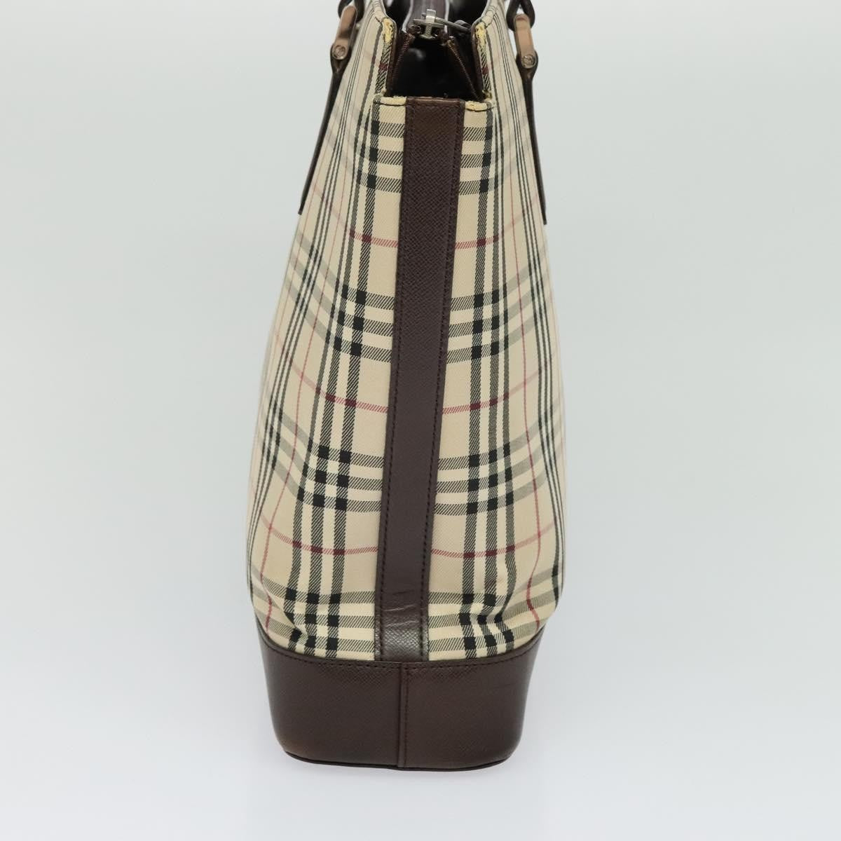 Burberry Nova Check Tote Canvas And Leather Beige Canvas Tote Bag Bag (Pre-Owned)