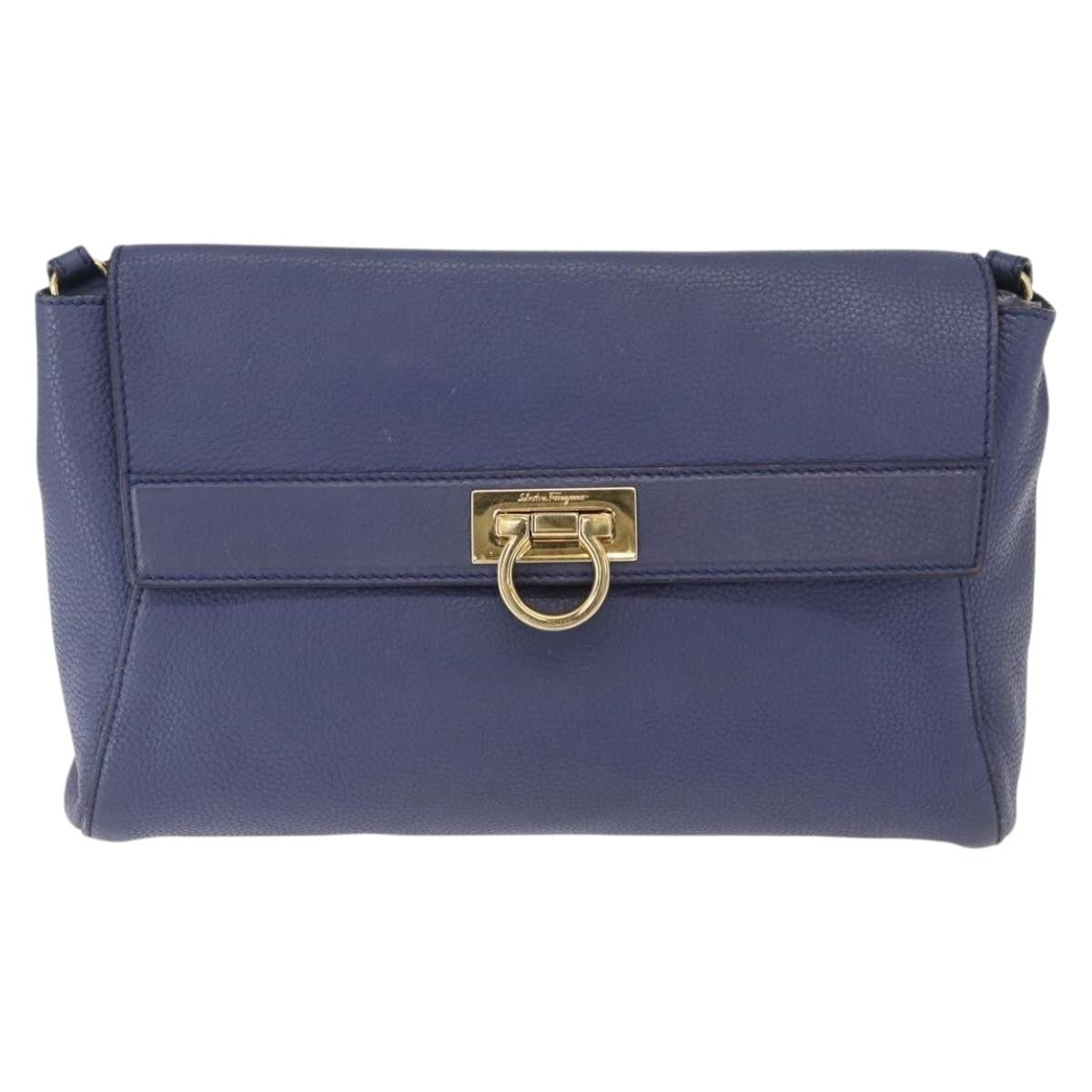 Salvatore Ferragamo Abbey Leather Navy Leather Shoulder Bag Bag (Pre-Owned)