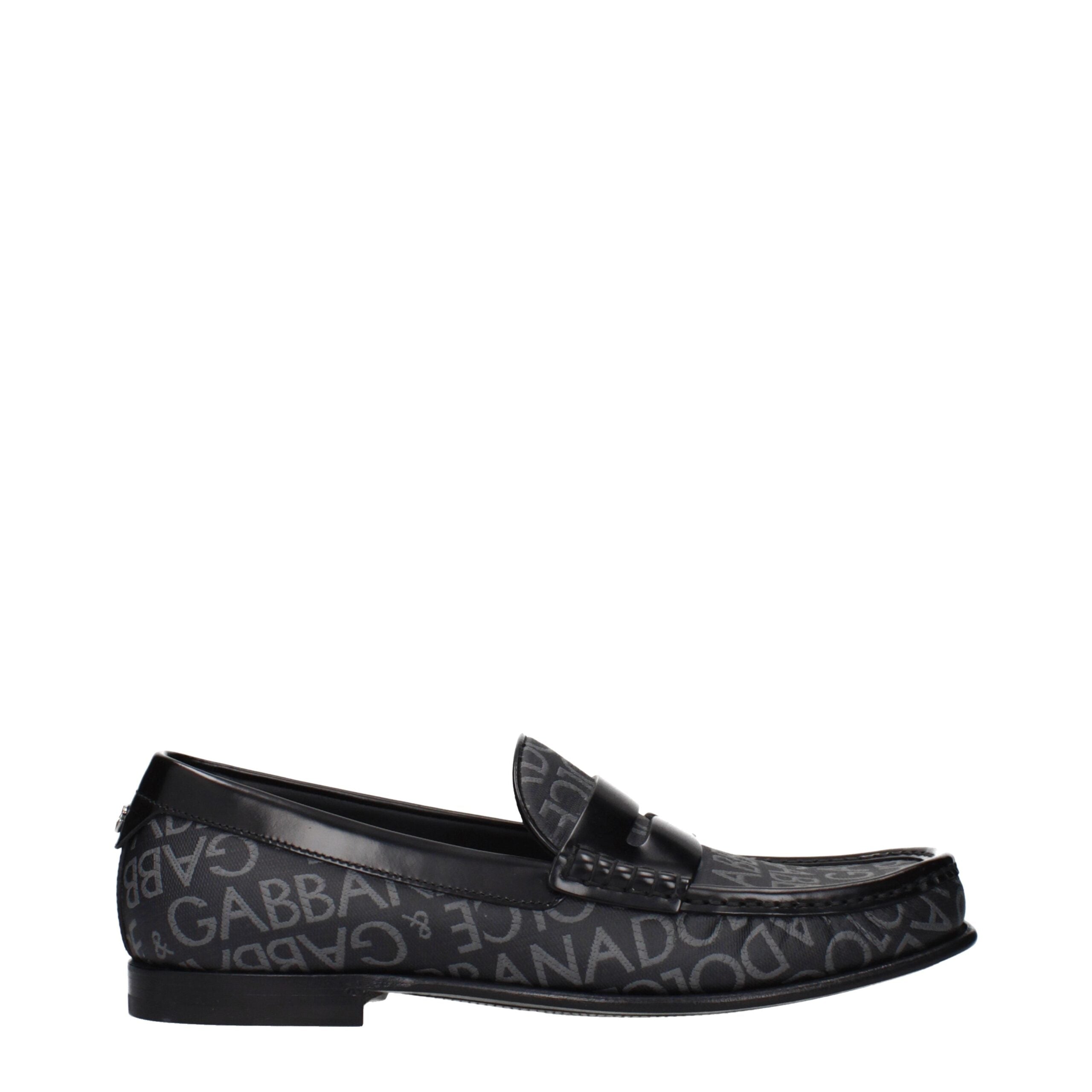Dolce & Gabbana Black Fabric Slip-On Men's Loafers